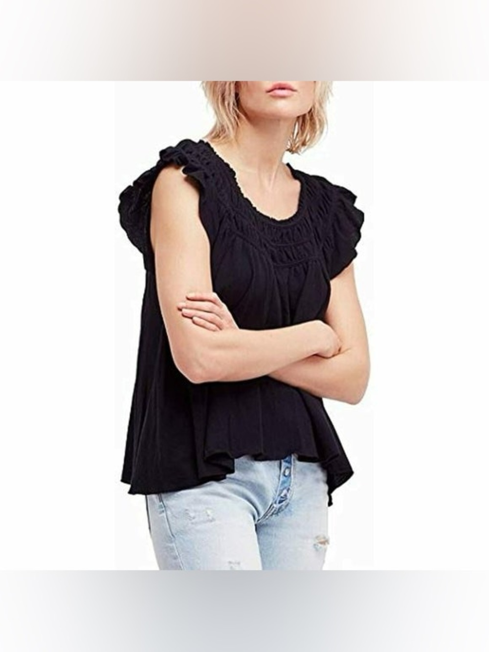 Free People We The Free Coconut Ruffle T-shirt